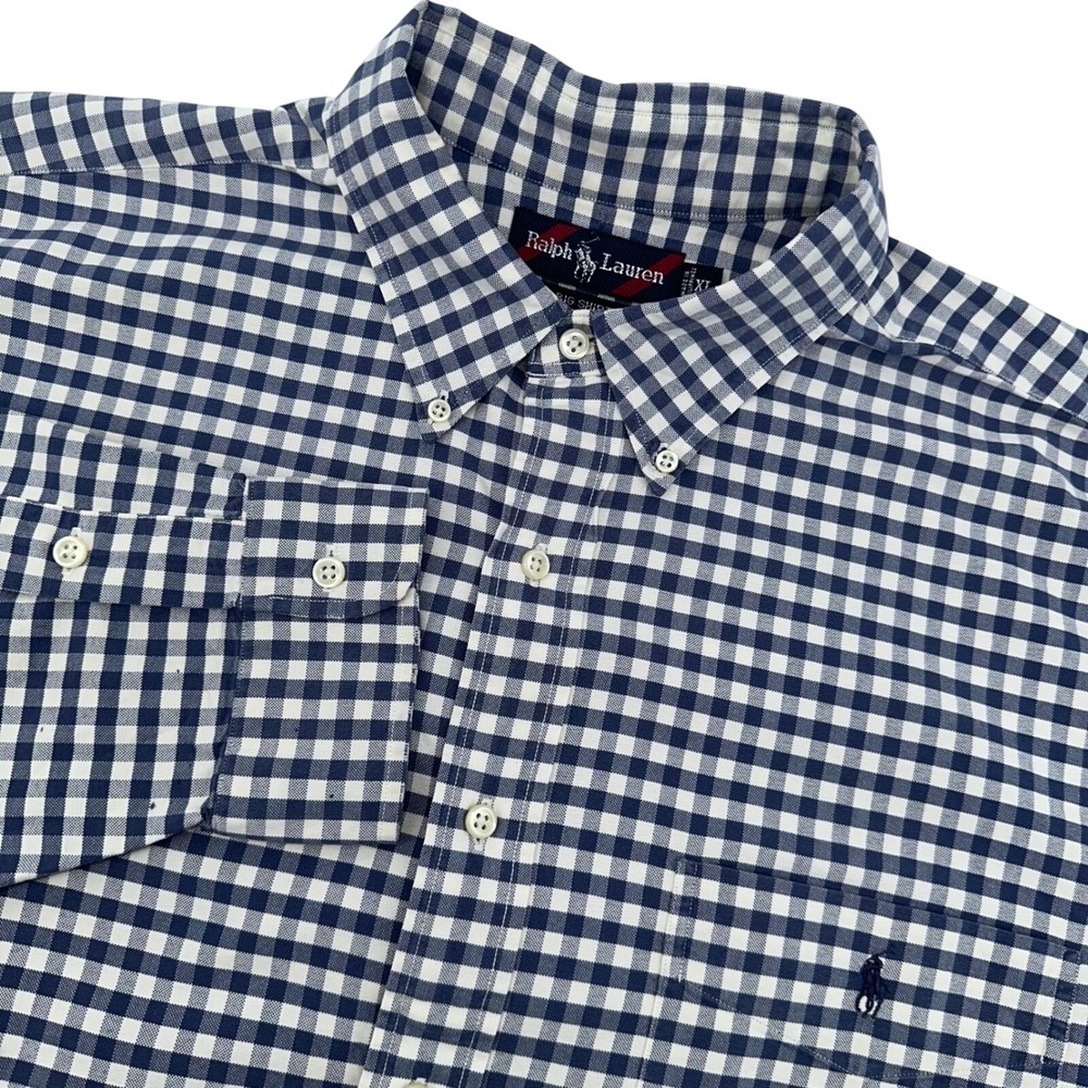 Ralph Lauren Big‎ Shirt Mens XL Gingham Check Button Down Long Sleeve Cotton